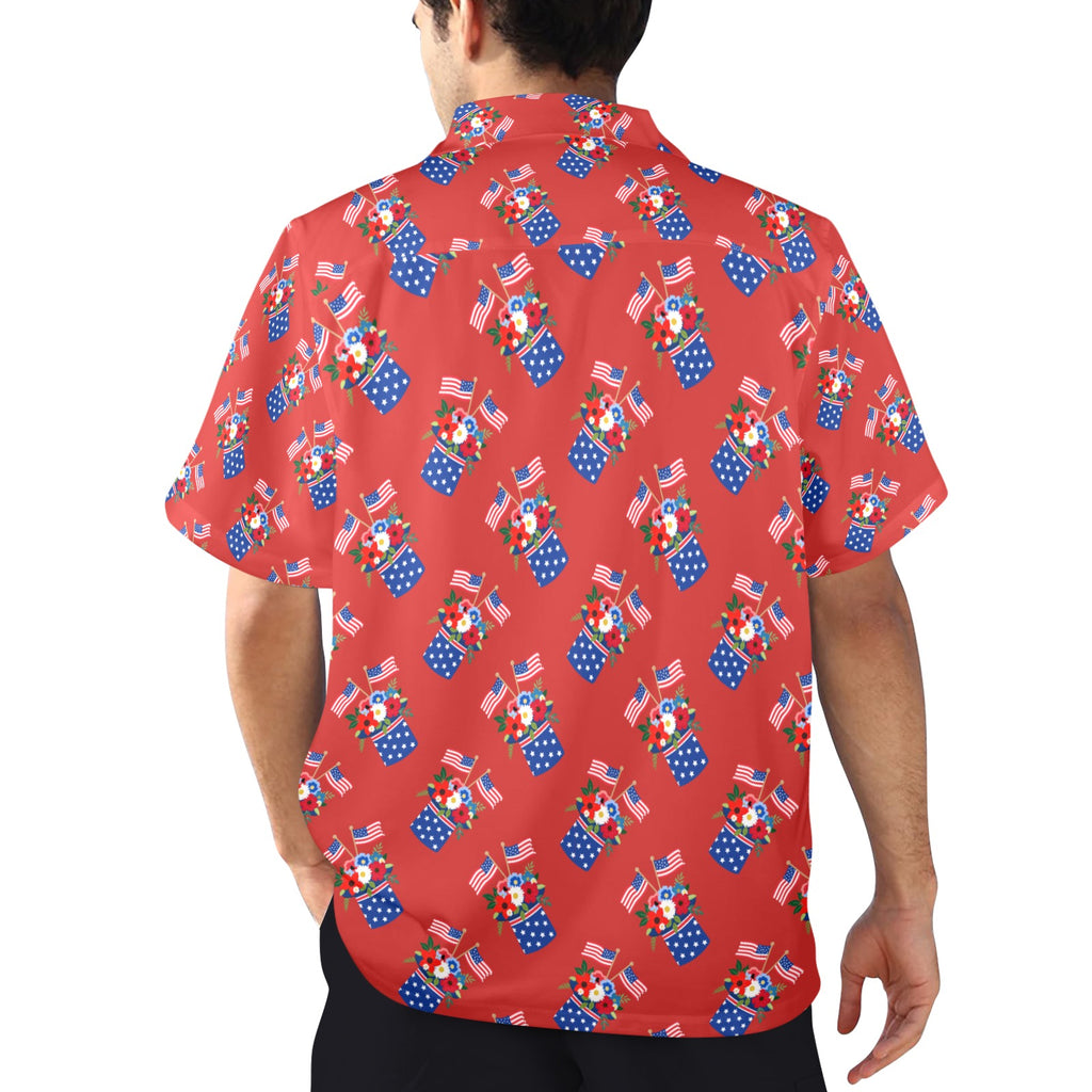 Red White Blue Celebration Men's All Over Print Shirt Made In USA Ships to USA Only Free Shipping
