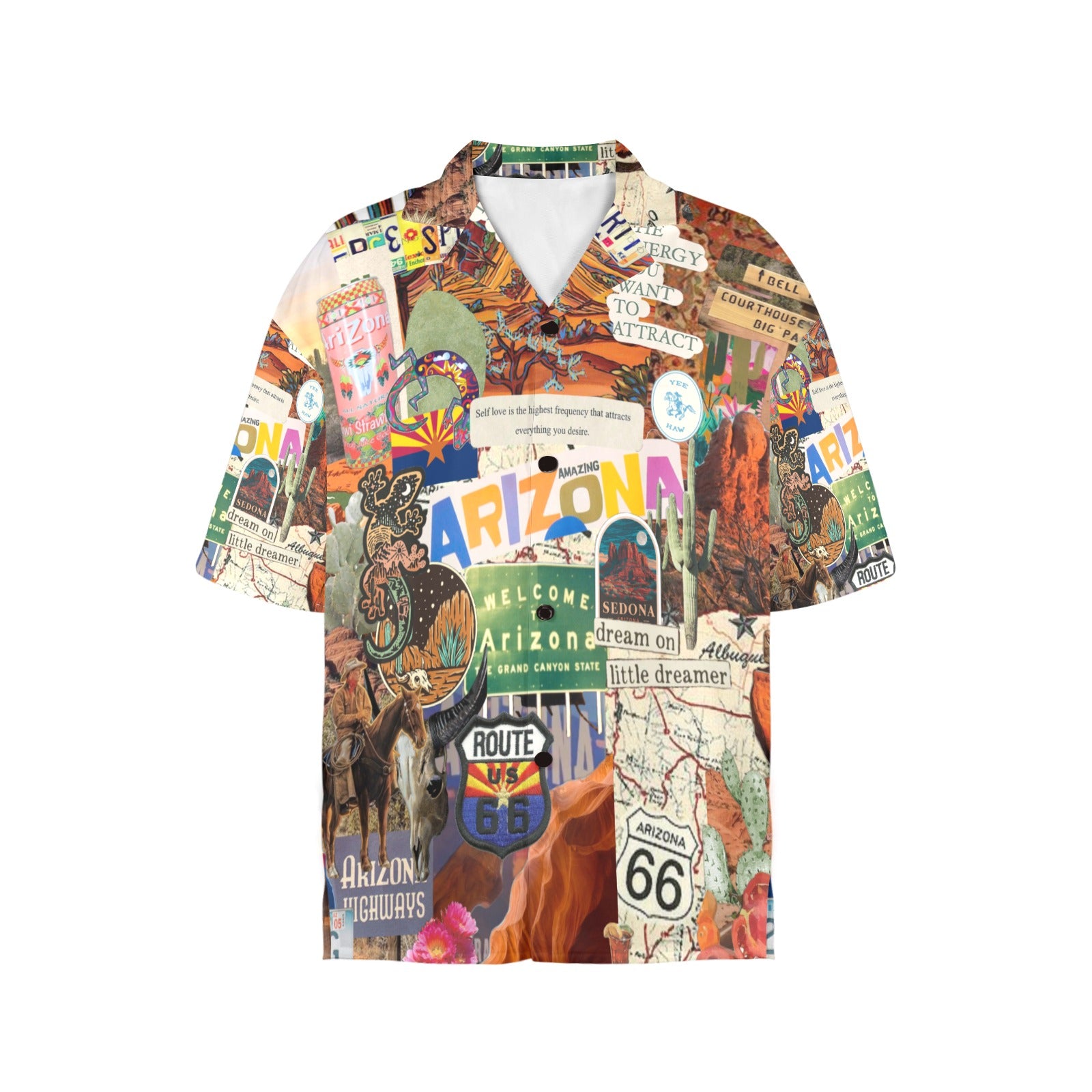 Arizona Route 66 Women's All Over Print Hawaiian Shirt （Made in USA，Ships to USA Only）