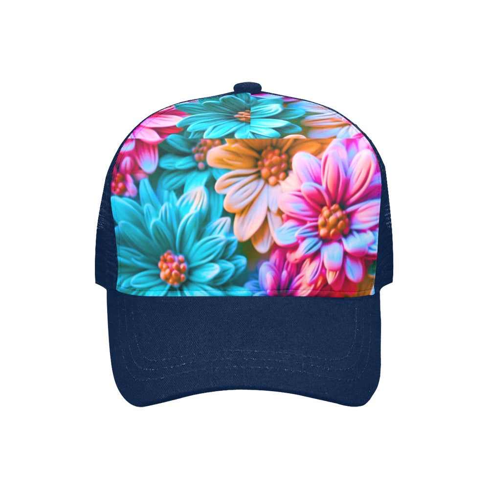 Bright Flowers Baseball Cap Navy