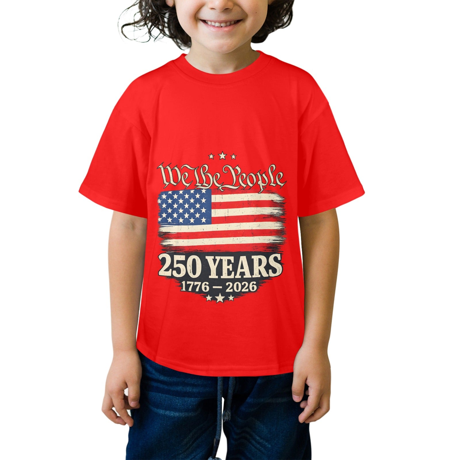 4th of July We The People 250 Years Celebration  Kids' T-Shirt in USA Size Front Print（Made in USA，Ships to USA Only）Free Shipping