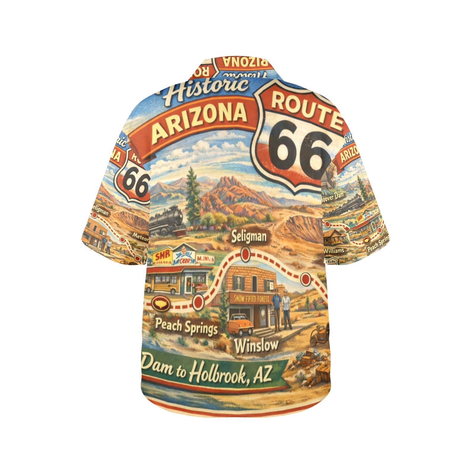 Historic route 66 Arizona Women's All Over Print Hawaiian Shirt （Made in USA Ships to USA Only）
