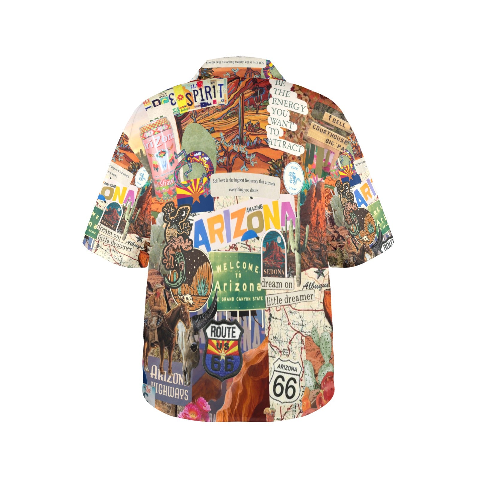 Arizona Route 66 Women's All Over Print Hawaiian Shirt （Made in USA，Ships to USA Only）