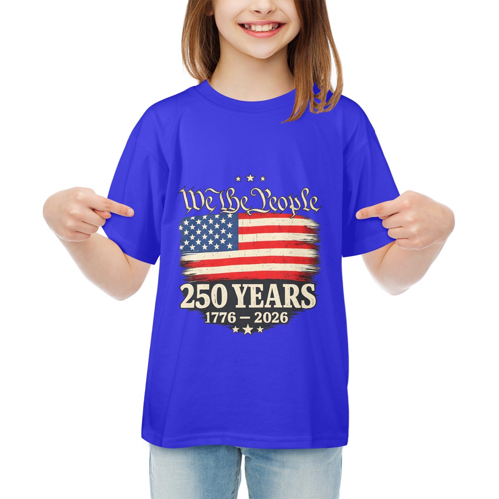 4th of July We The People 250 Years Celebration  Kids' T-Shirt in USA Size Front Print（Made in USA，Ships to USA Only）Free Shipping