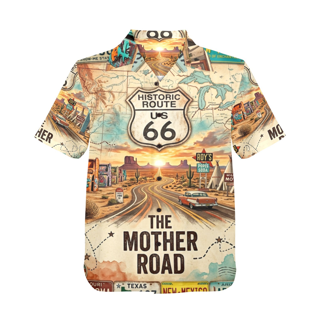 Route 66 All States Men's All Over Print Hawaiian Shirt Made In USA