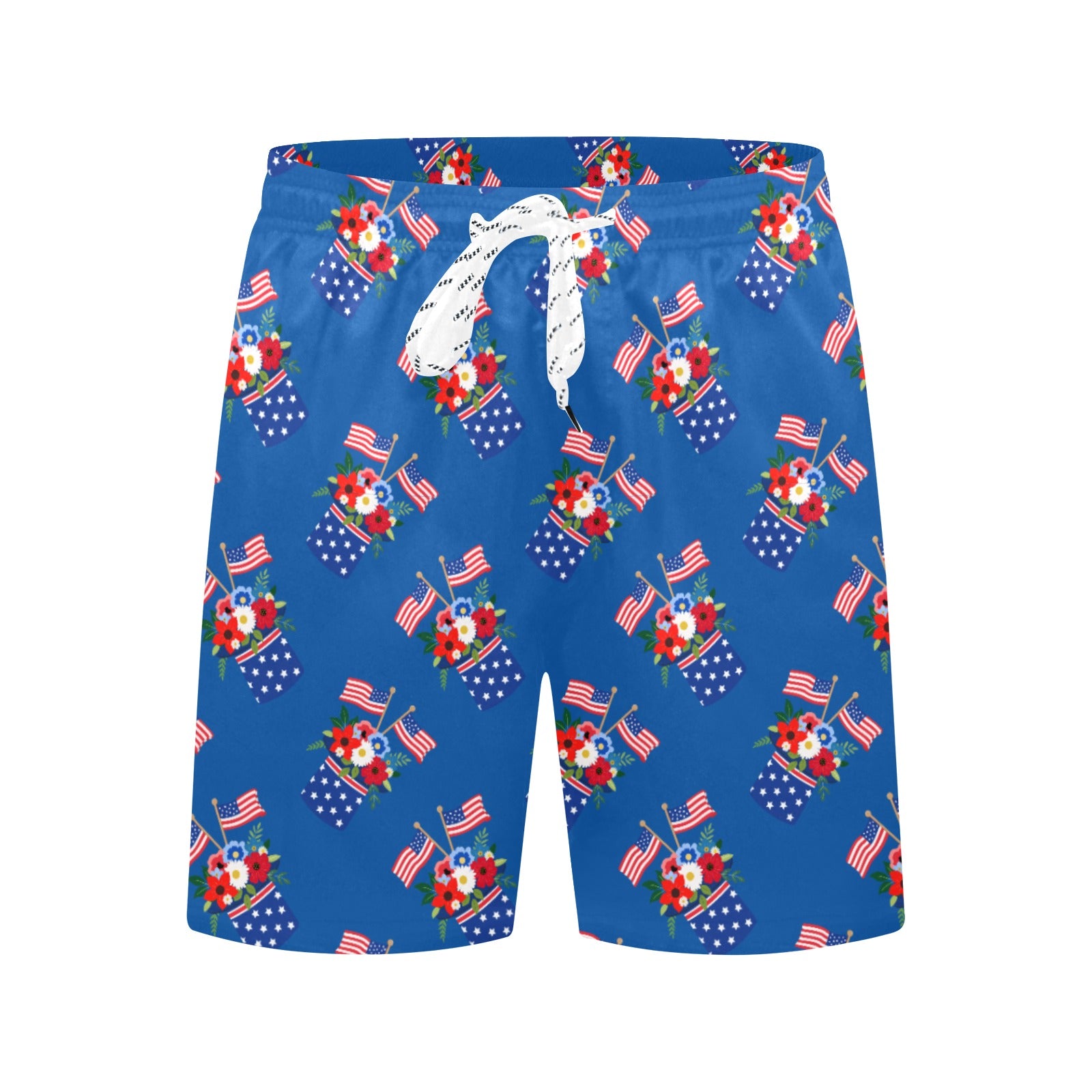 Red White Blue Celebration Men's Mid-Length Beach Shorts Free Shipping USA