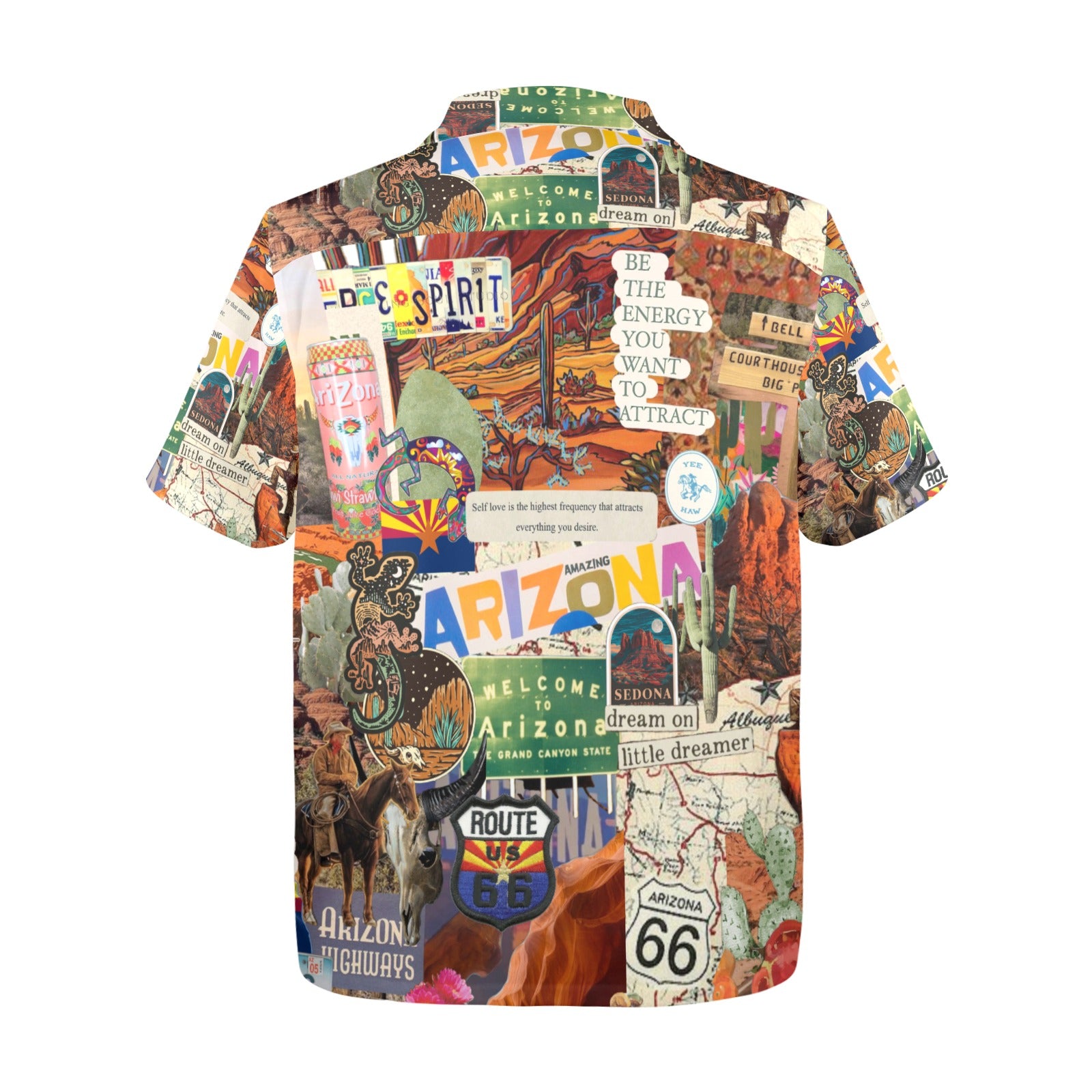 Arizona Route 66 Men's All Over Print Hawaiian Shirt Made In USA Ships to USA Only