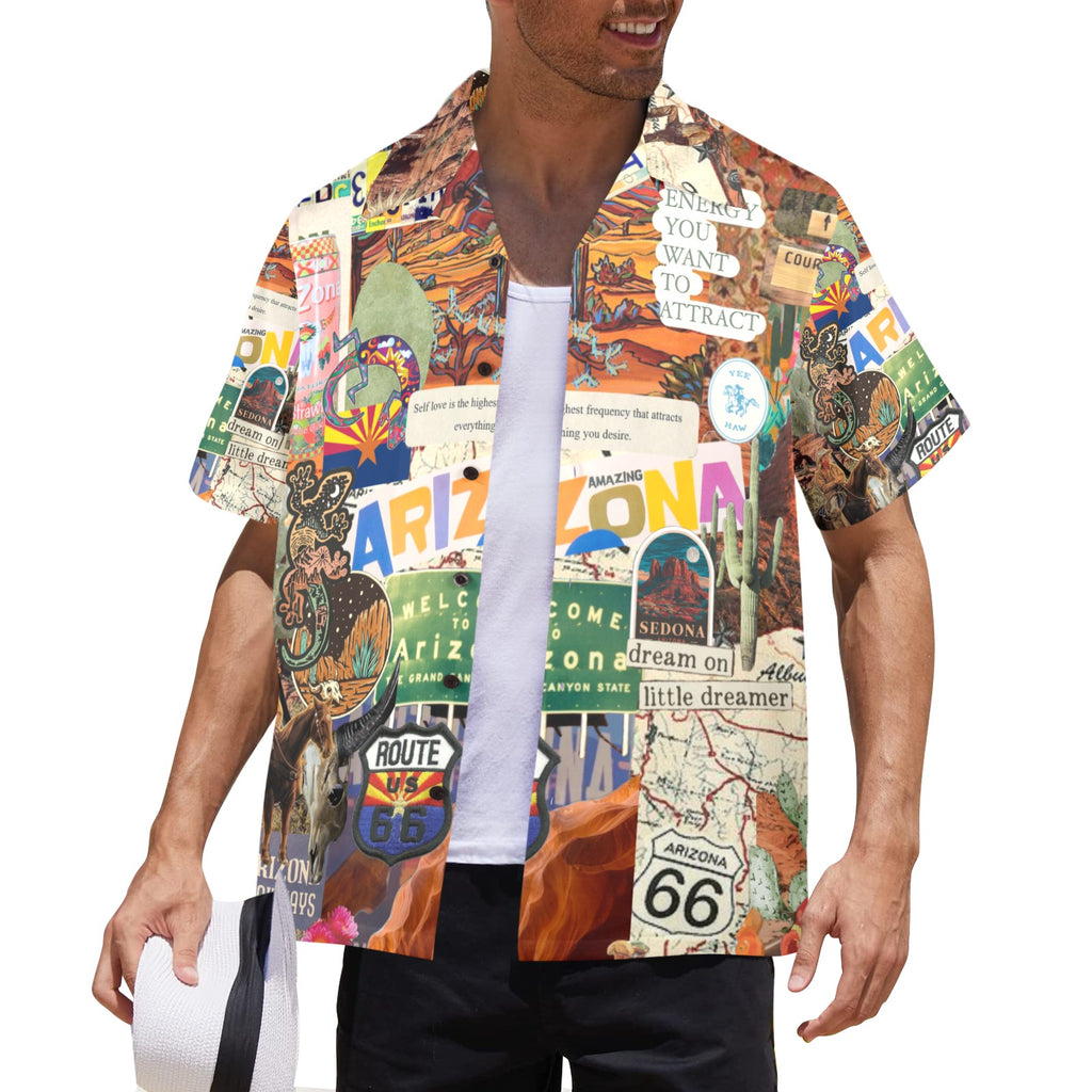 Arizona Route 66 Men's All Over Print Hawaiian Shirt Made In USA Ships to USA Only