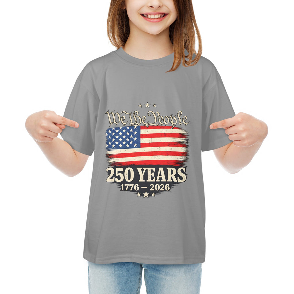 4th of July We The People 250 Years Celebration  Kids' T-Shirt in USA Size Front Print（Made in USA，Ships to USA Only）Free Shipping