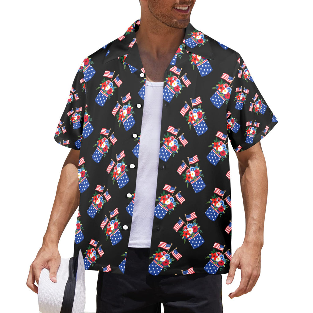 Red White Blue Celebration Men's All Over Print Shirt Made In USA Ships to USA Only Free Shipping
