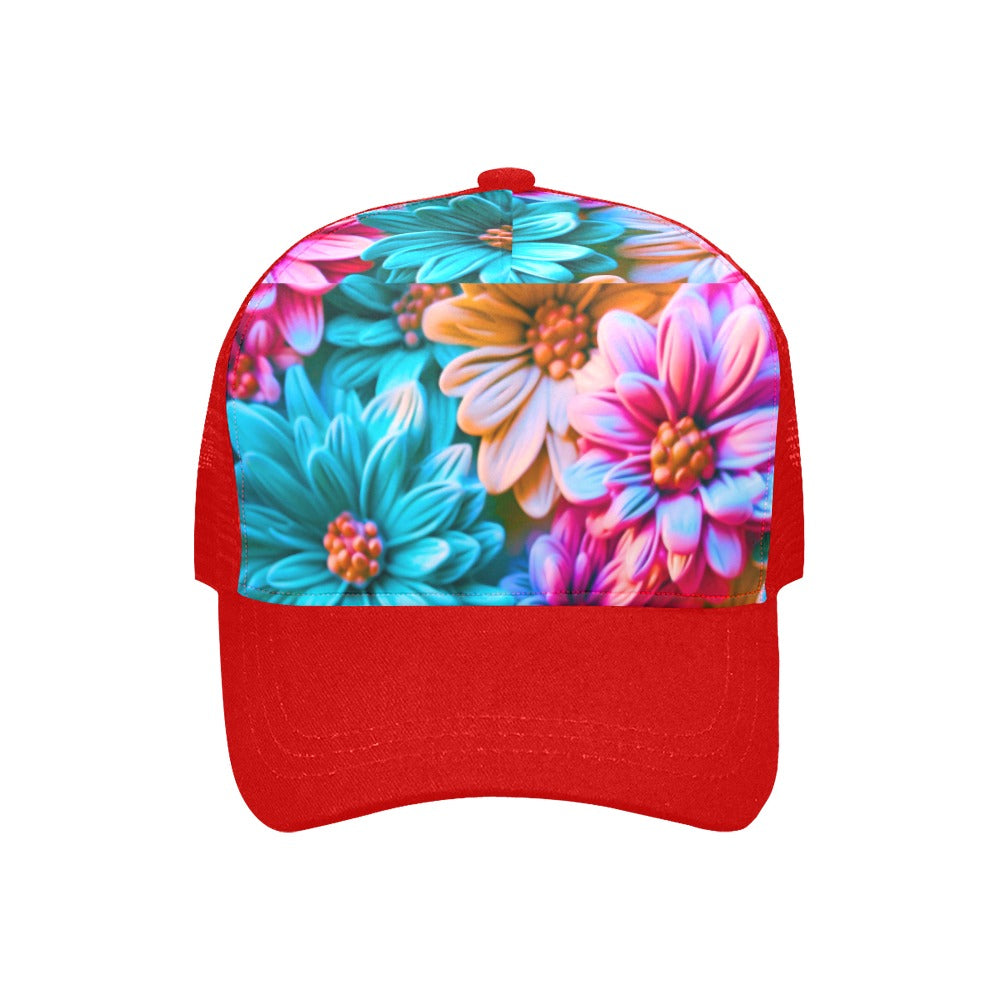 Bright Flowers Baseball Cap Red