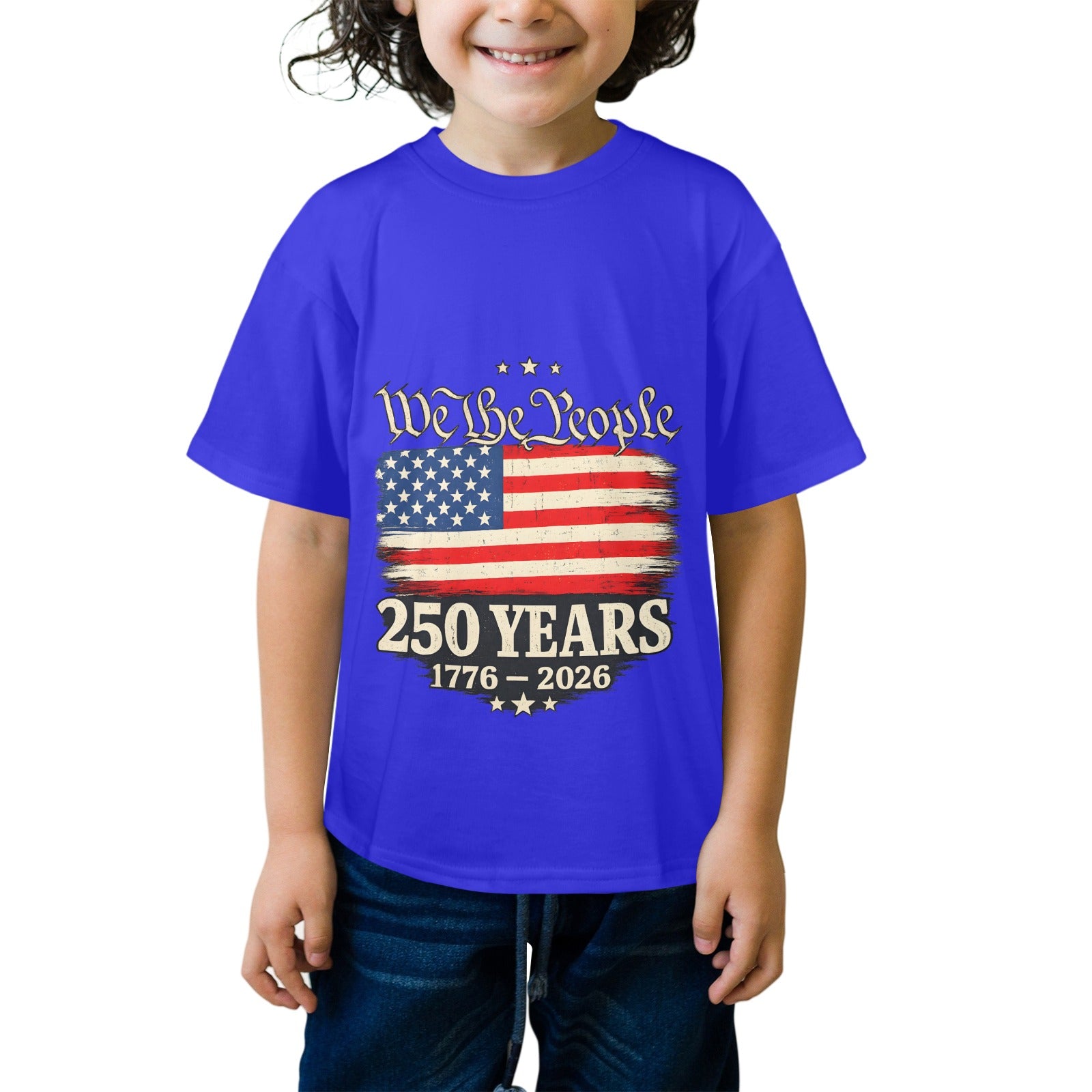 4th of July We The People 250 Years Celebration  Kids' T-Shirt in USA Size Front Print（Made in USA，Ships to USA Only）Free Shipping