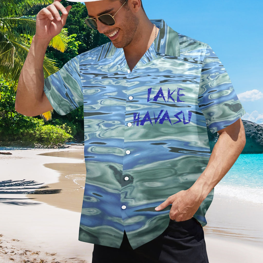 Lake Havasu Men's All Over Print Hawaiian Shirt Made In USA Ships to USA Only